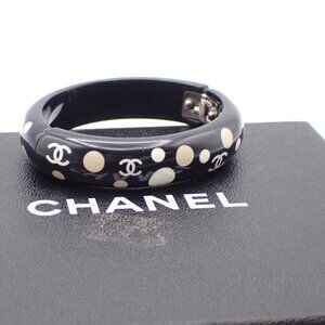 CHANEL CC Logo Dots Bangle Bracelet 05 C Black France Accessory 62KA865